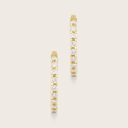14k Yellow Gold Lab Grown Diamond Huggie Hoop Earrings