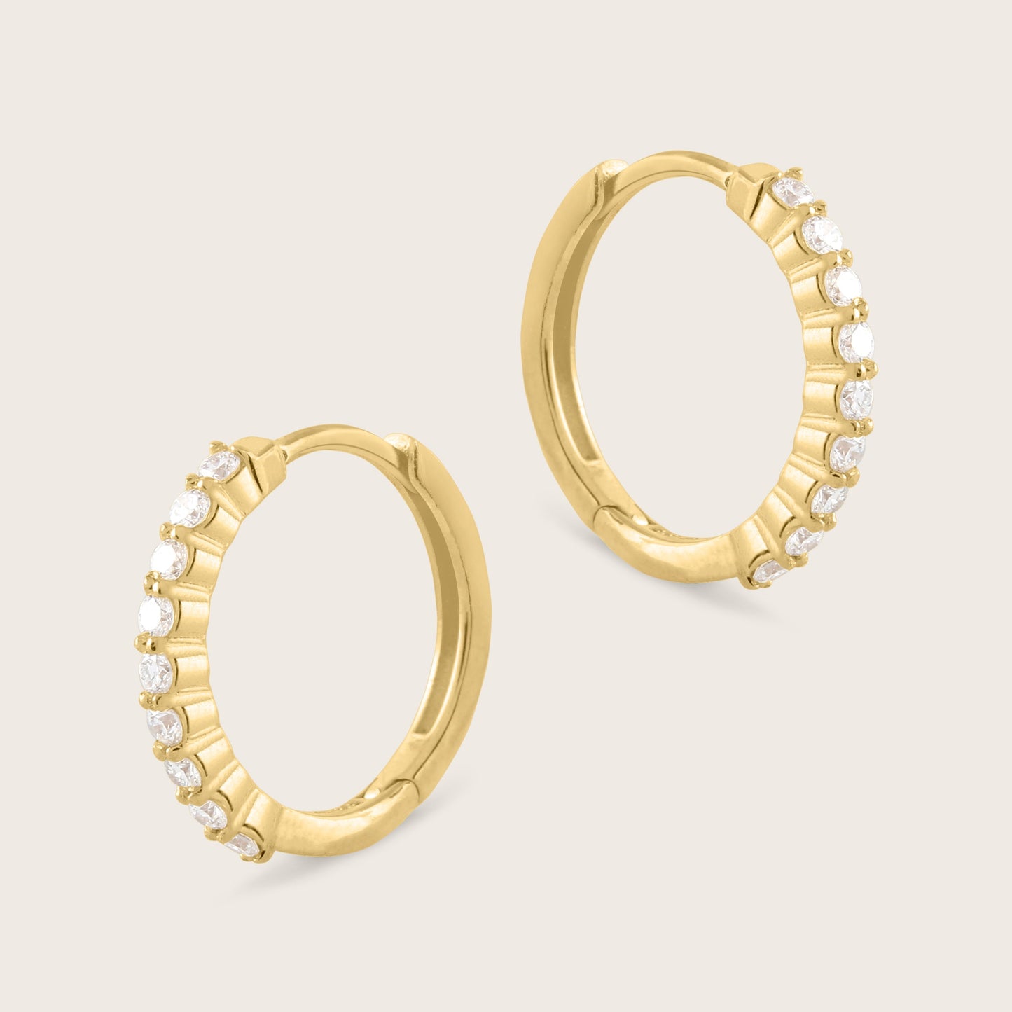 14k Yellow Gold Lab Grown Diamond Huggie Hoop Earrings