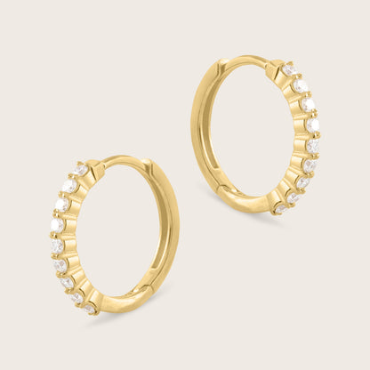 14k Yellow Gold Lab Grown Diamond Huggie Hoop Earrings
