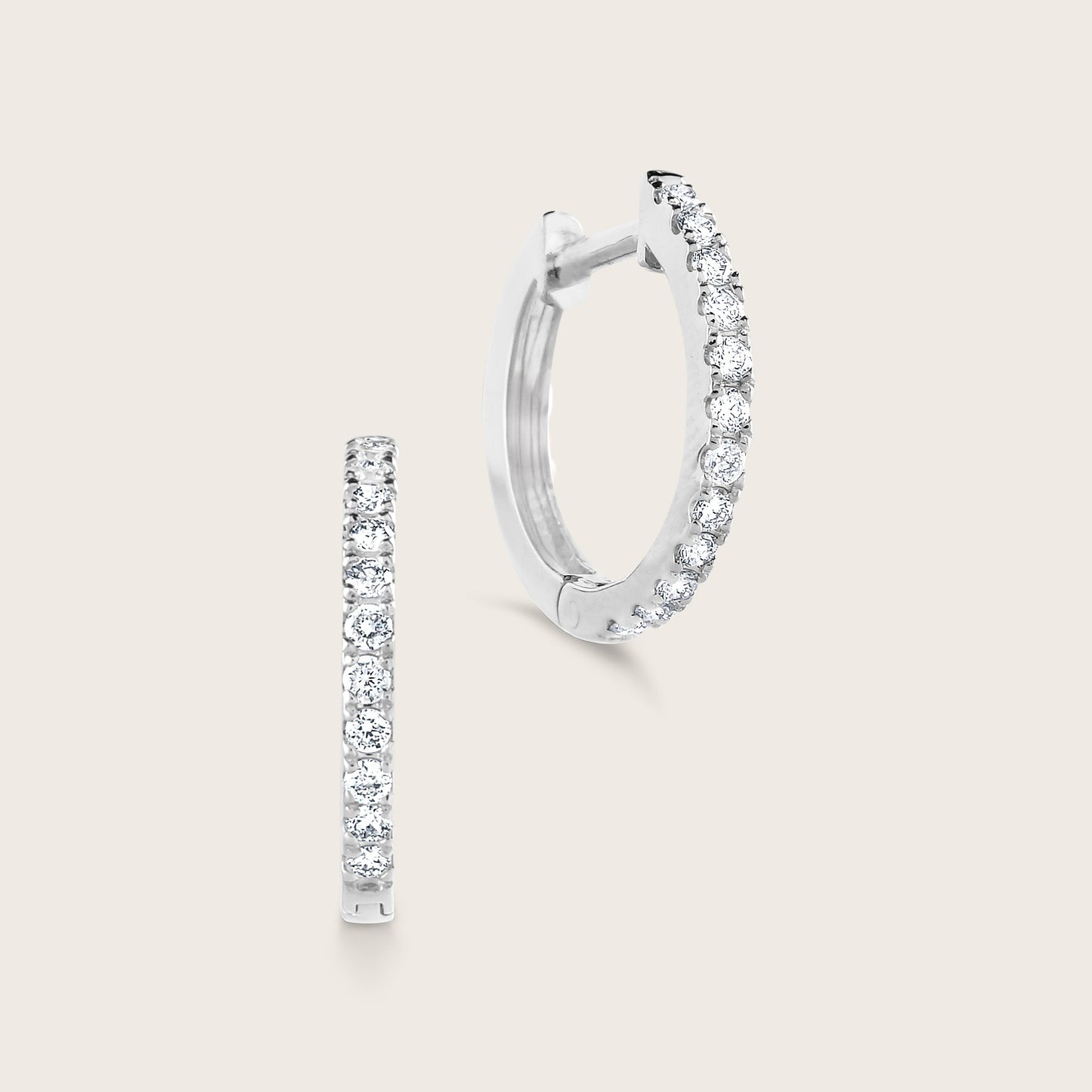 14k Gold Lab Grown Diamond Half Pavé Hoop Earrings