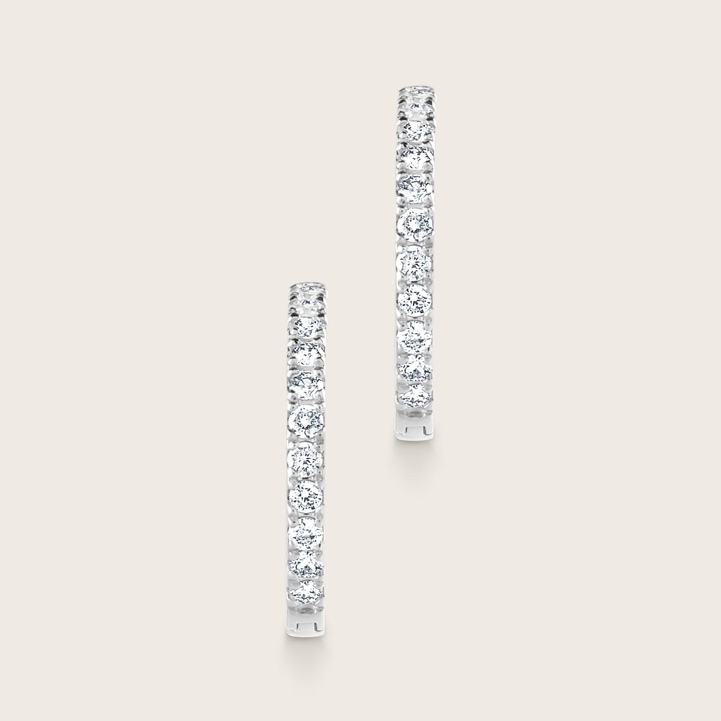 14k Gold Lab Grown Diamond Half Pavé Hoop Earrings