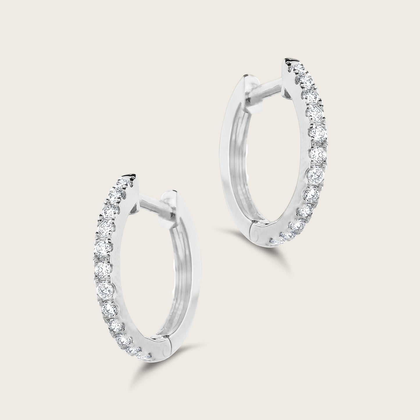 14k Gold Lab Grown Diamond Half Pavé Hoop Earrings