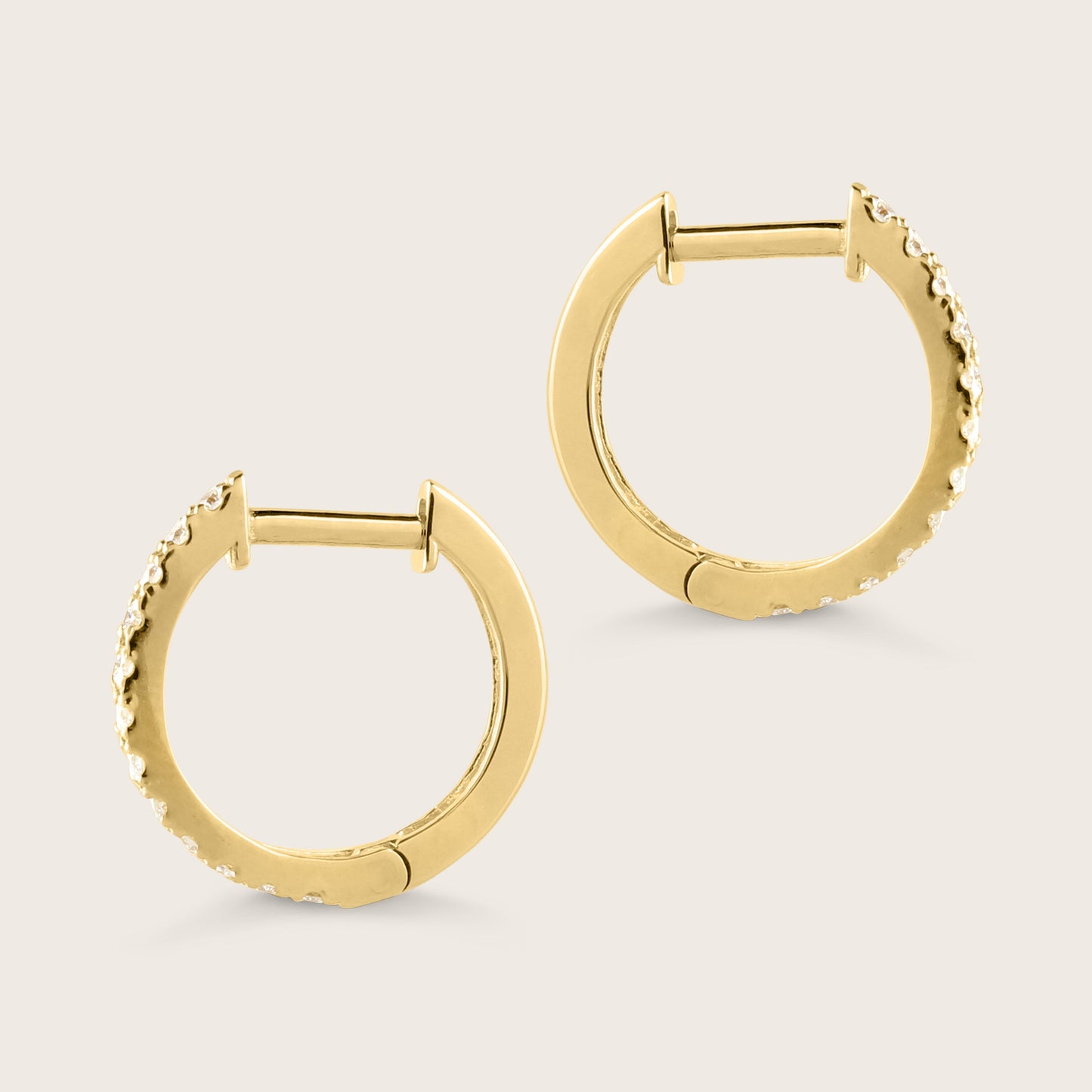 14k Gold Lab Grown Diamond Half Pavé Hoop Earrings