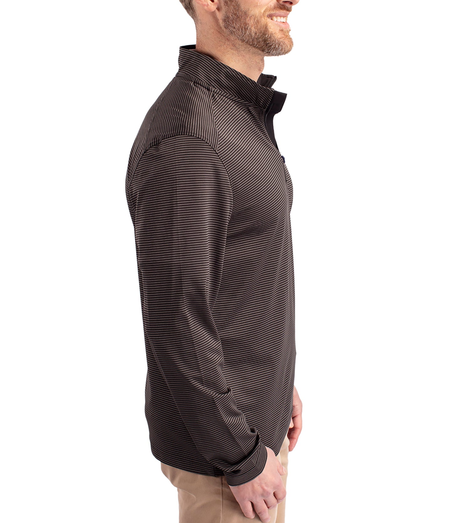 Cutter & Buck Virtue Eco Pique Micro Stripe Recycled Mens Big & Tall Quarter Zip by Cutter & Buck Apparel