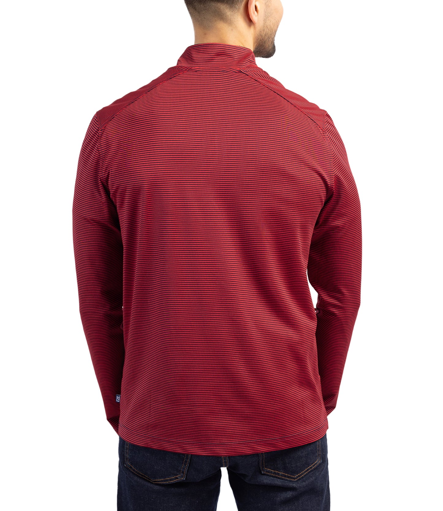 Cutter & Buck Virtue Eco Pique Micro Stripe Recycled Mens Big & Tall Quarter Zip by Cutter & Buck Apparel