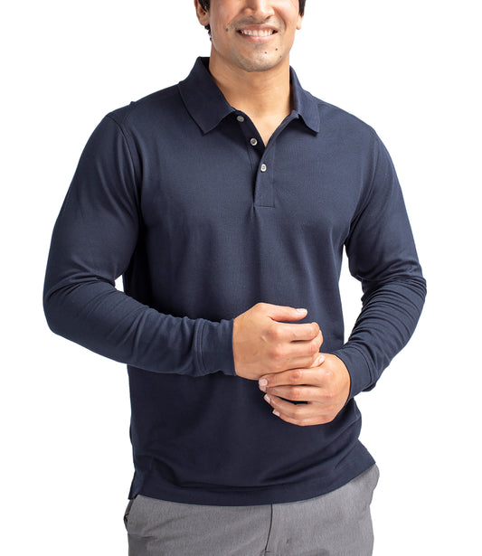 Cutter & Buck Advantage Eco Tri-Blend Pique Mens Long Sleeve Polo by Cutter & Buck Apparel