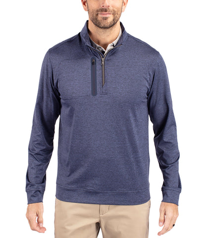 Cutter & Buck Stealth Heathered Quarter Zip Mens Pullover by Cutter & Buck Apparel