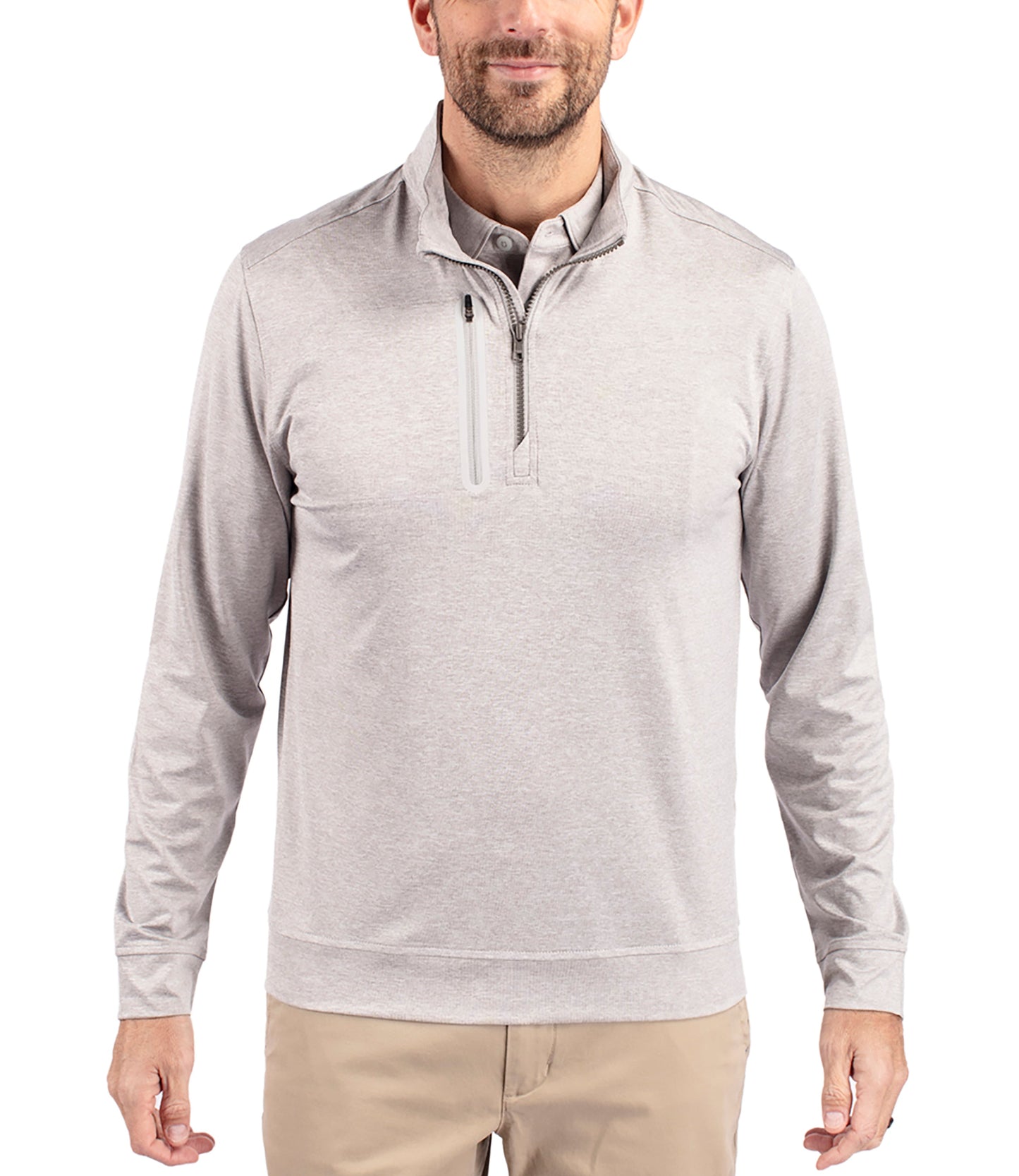 Cutter & Buck Stealth Heathered Quarter Zip Mens Pullover by Cutter & Buck Apparel