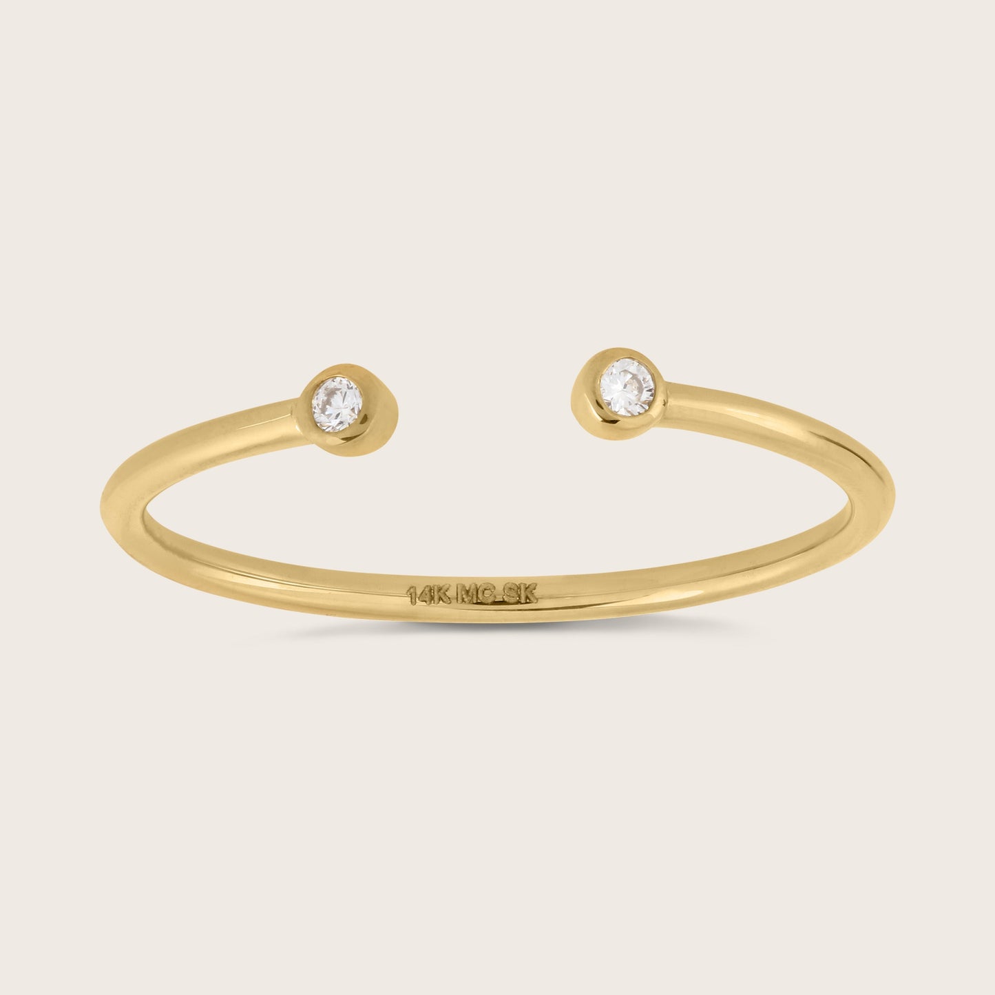 14k Yellow Gold Bezel Lab Grown Diamond Open Band Ring