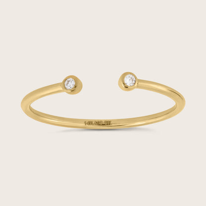 14k Yellow Gold Bezel Lab Grown Diamond Open Band Ring