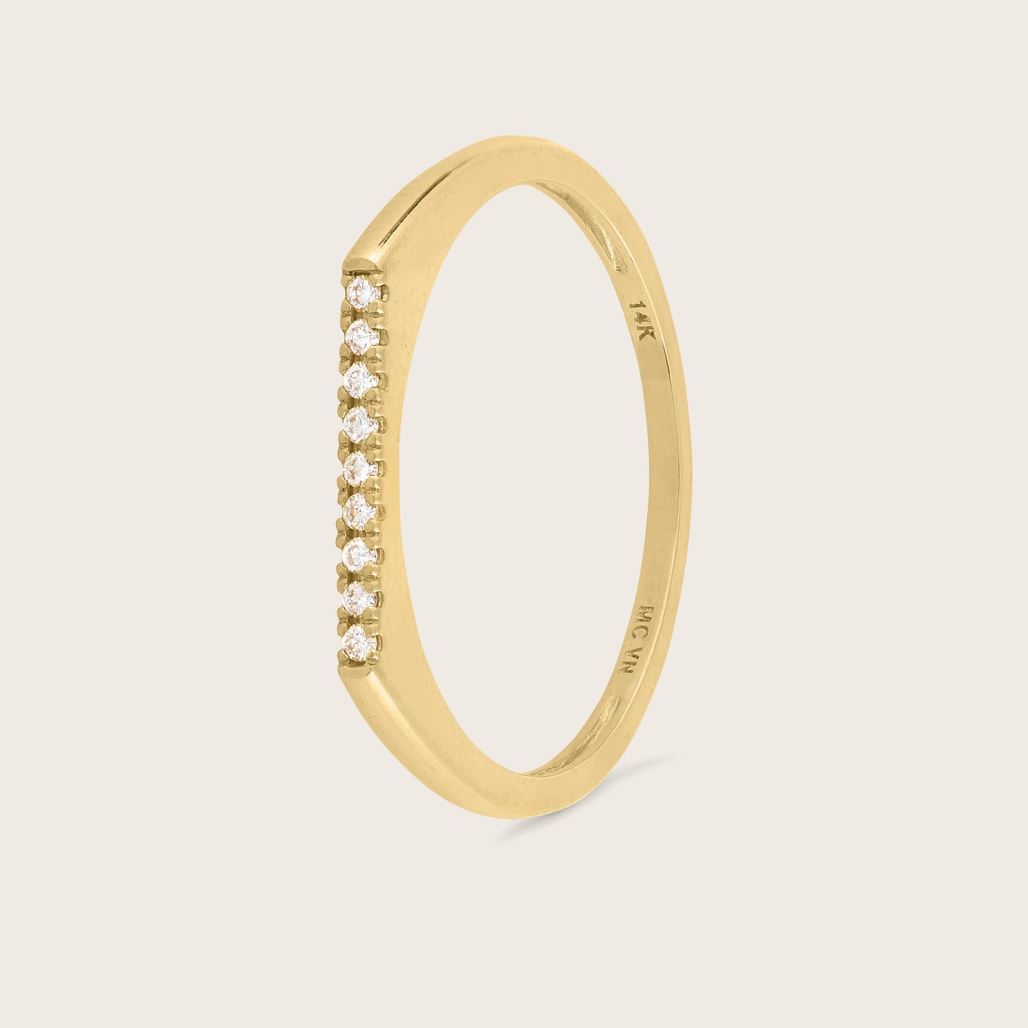 14k Yellow Gold Lab Grown Diamond Bar Ring
