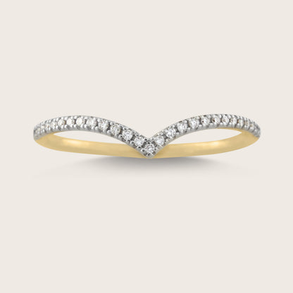 14k Yellow Gold Pavé Lab Grown Diamond Wishbone Stacking Ring