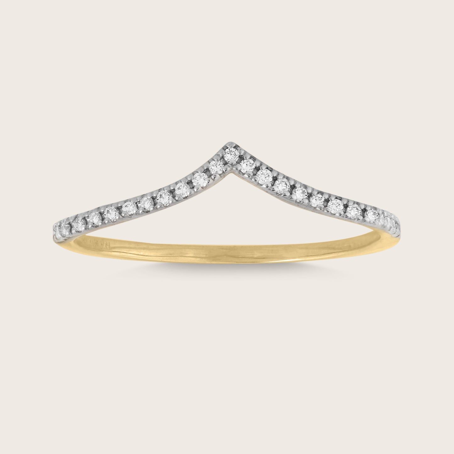 14k Yellow Gold Pavé Lab Grown Diamond Wishbone Stacking Ring