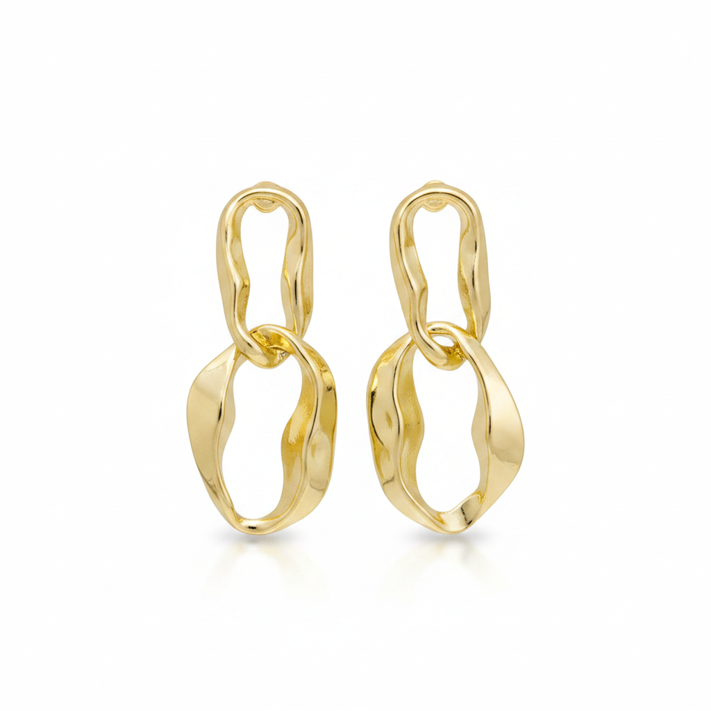 Goldtone Abstract Interlocked Oval Drop Earrings