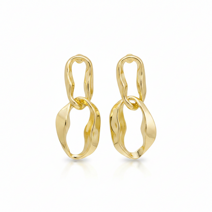 Goldtone Abstract Interlocked Oval Drop Earrings
