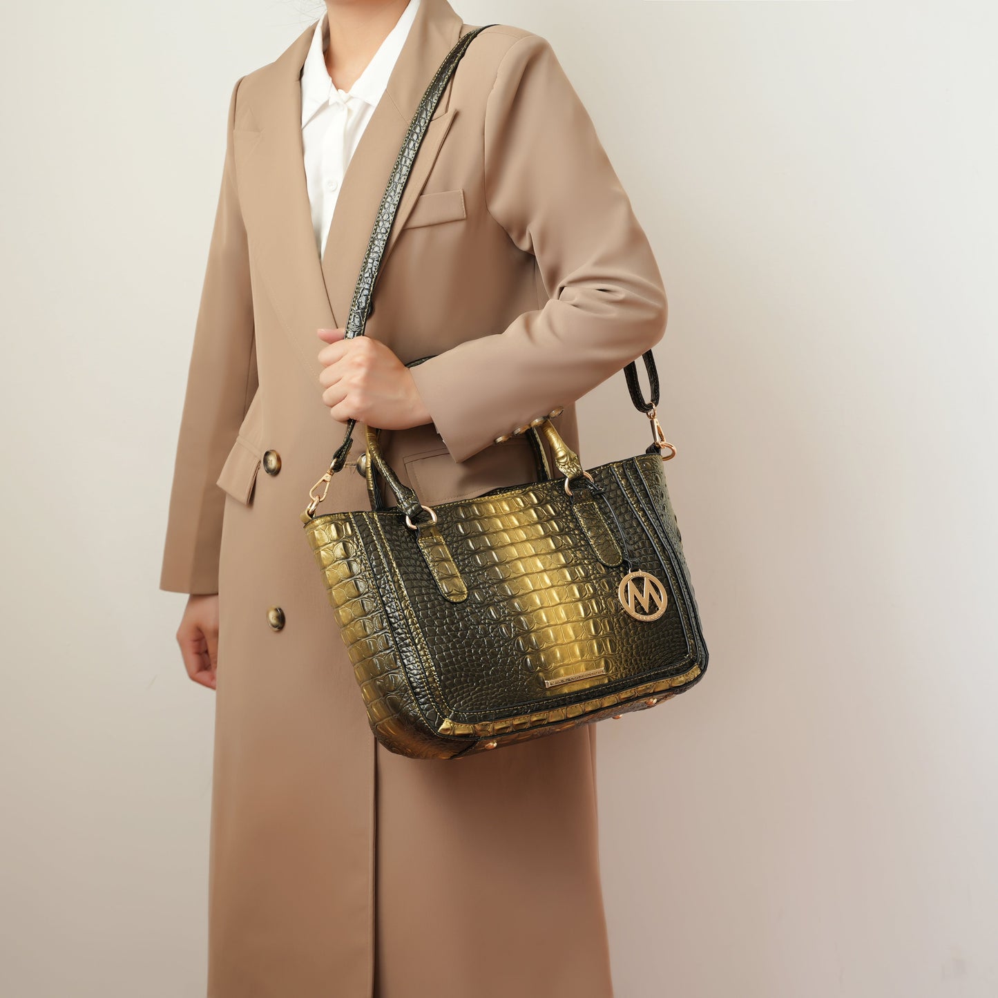 Bonnie Croc-Embossed Handbag and Set