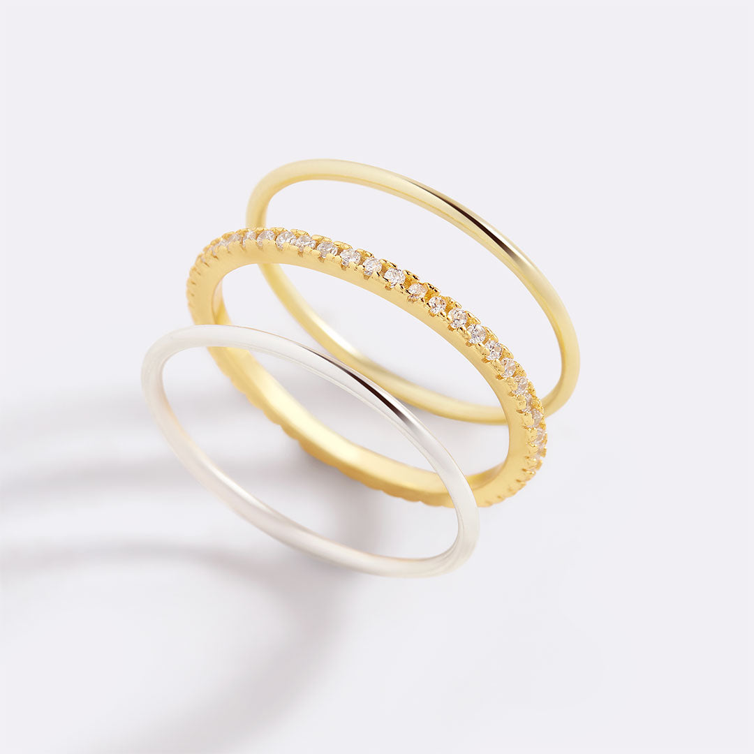 Mint & Lily Gold and Silver Stacking Ring Set