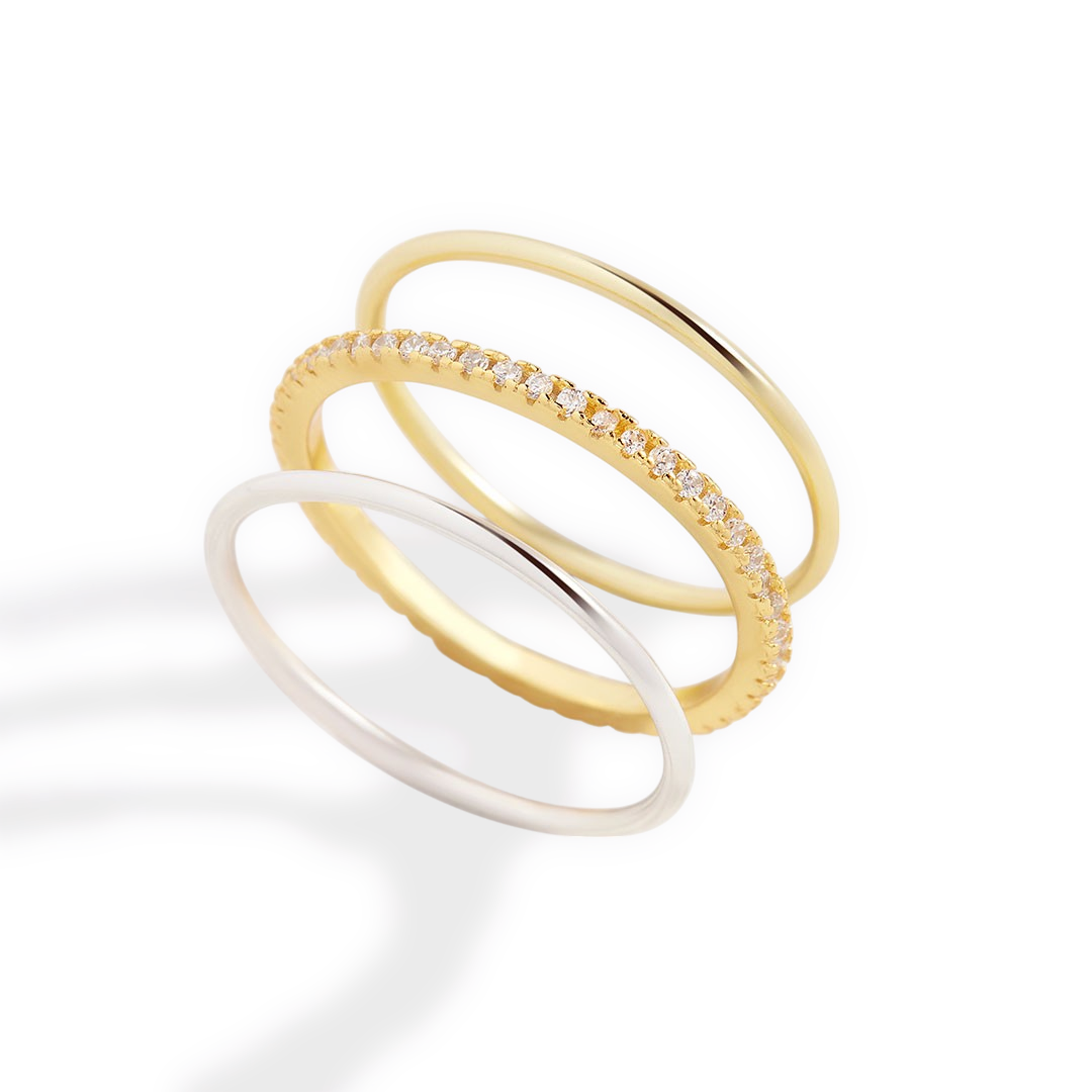 Mint & Lily Gold and Silver Stacking Ring Set