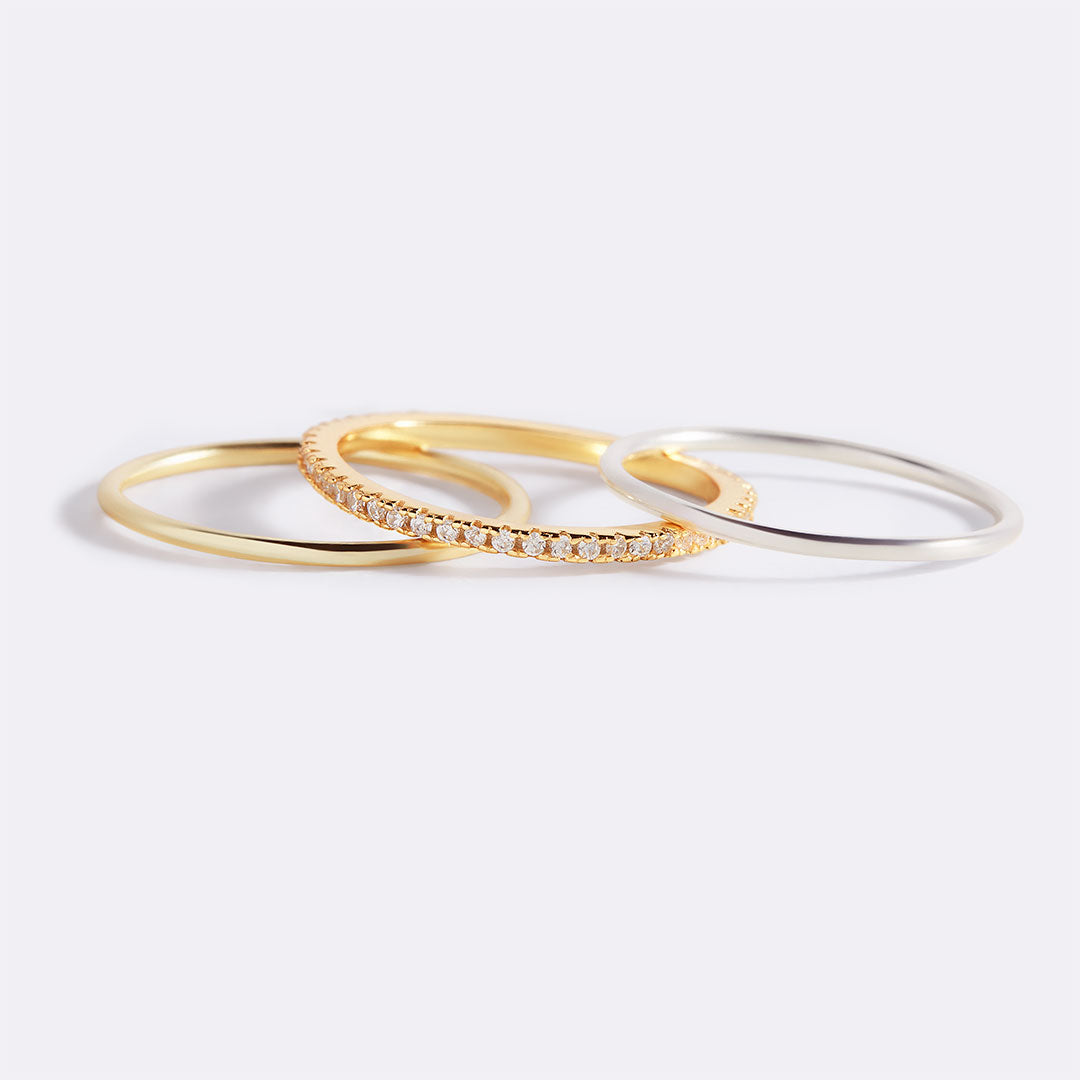 Mint & Lily Gold and Silver Stacking Ring Set