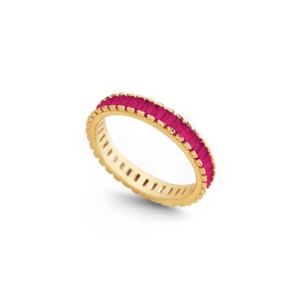 Mint & Lily Baguette Birthstone Eternity Band