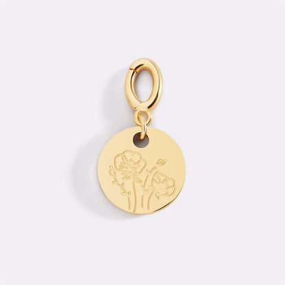 Mint & Lily Engraved Birth Flower Disc Charm