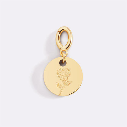 Mint & Lily Engraved Birth Flower Disc Charm