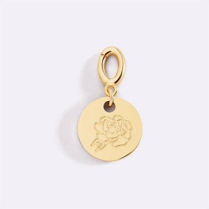Mint & Lily Engraved Birth Flower Disc Charm