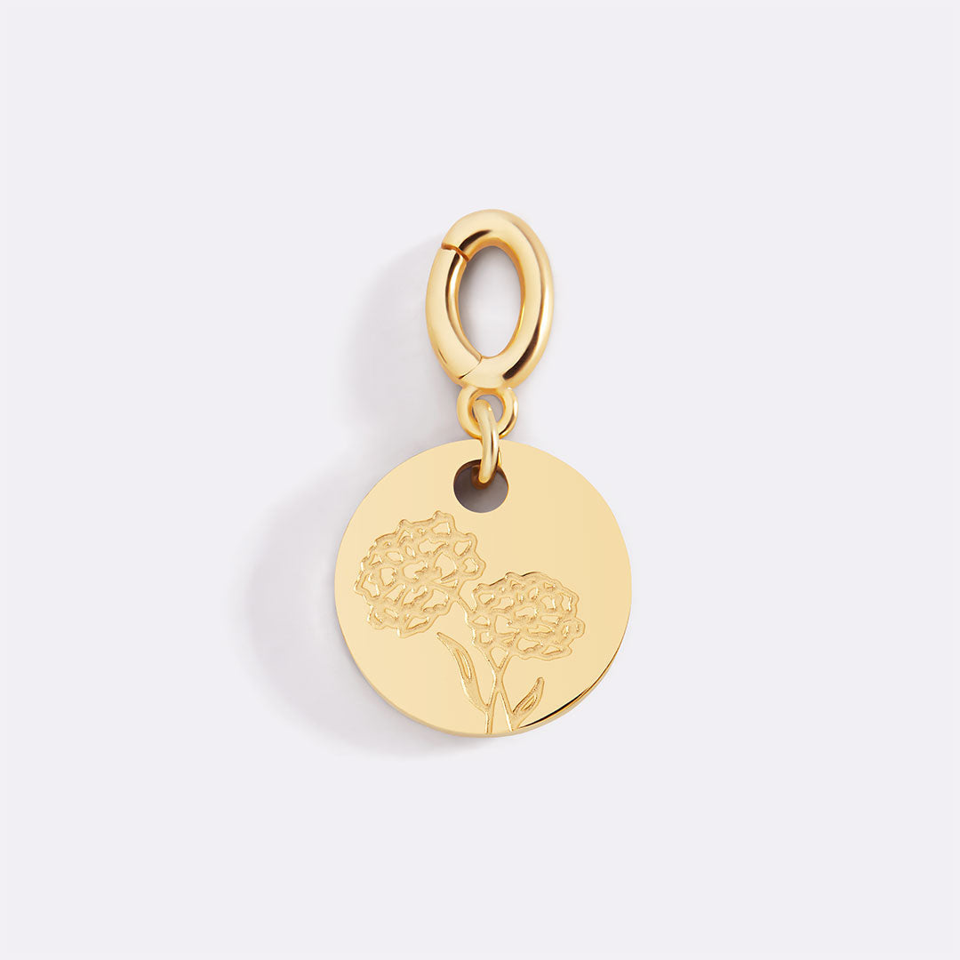 Mint & Lily Engraved Birth Flower Disc Charm