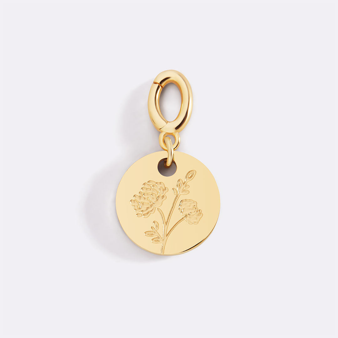 Mint & Lily Engraved Birth Flower Disc Charm
