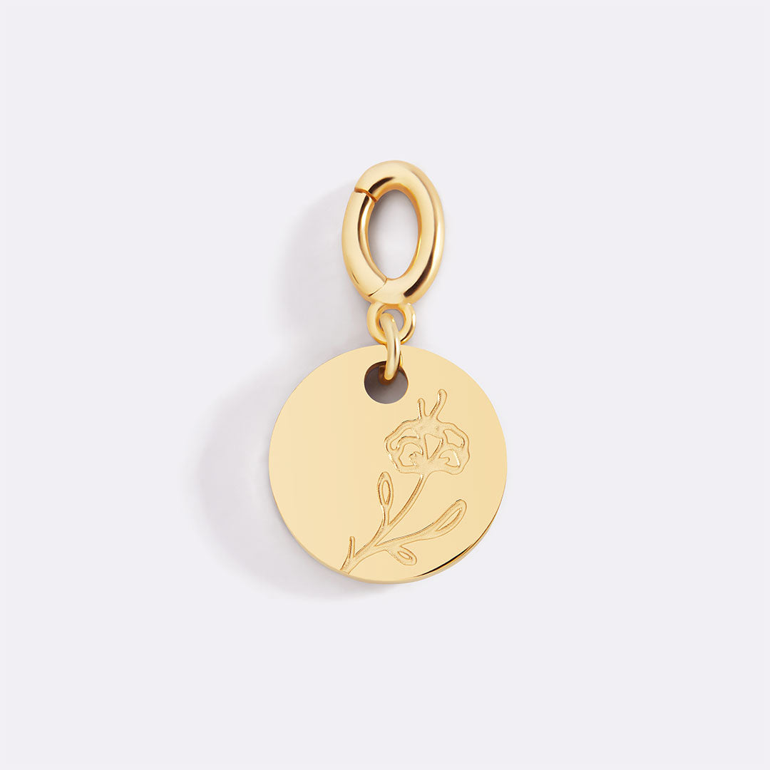 Mint & Lily Engraved Birth Flower Disc Charm
