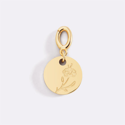 Mint & Lily Engraved Birth Flower Disc Charm