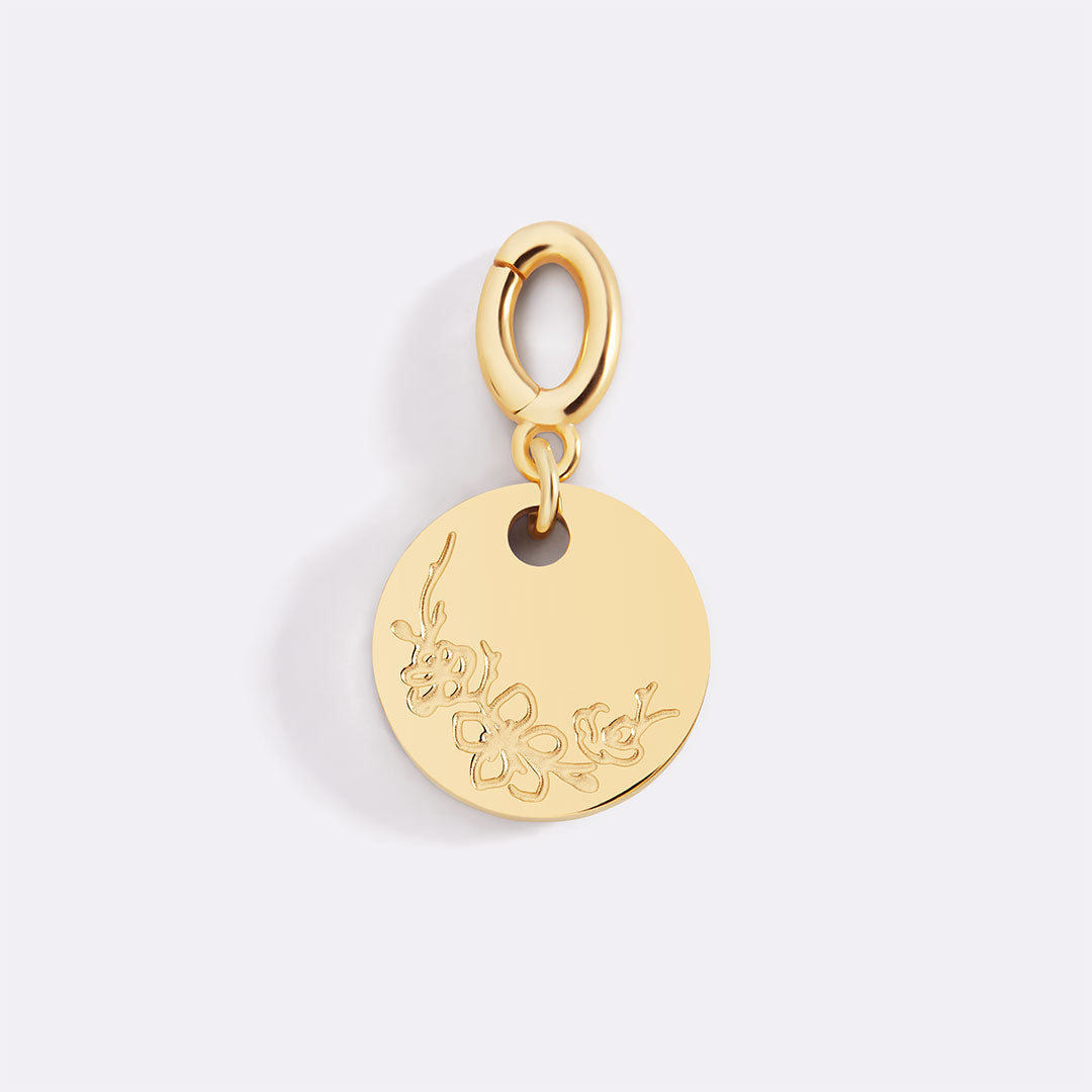 Mint & Lily Engraved Birth Flower Disc Charm