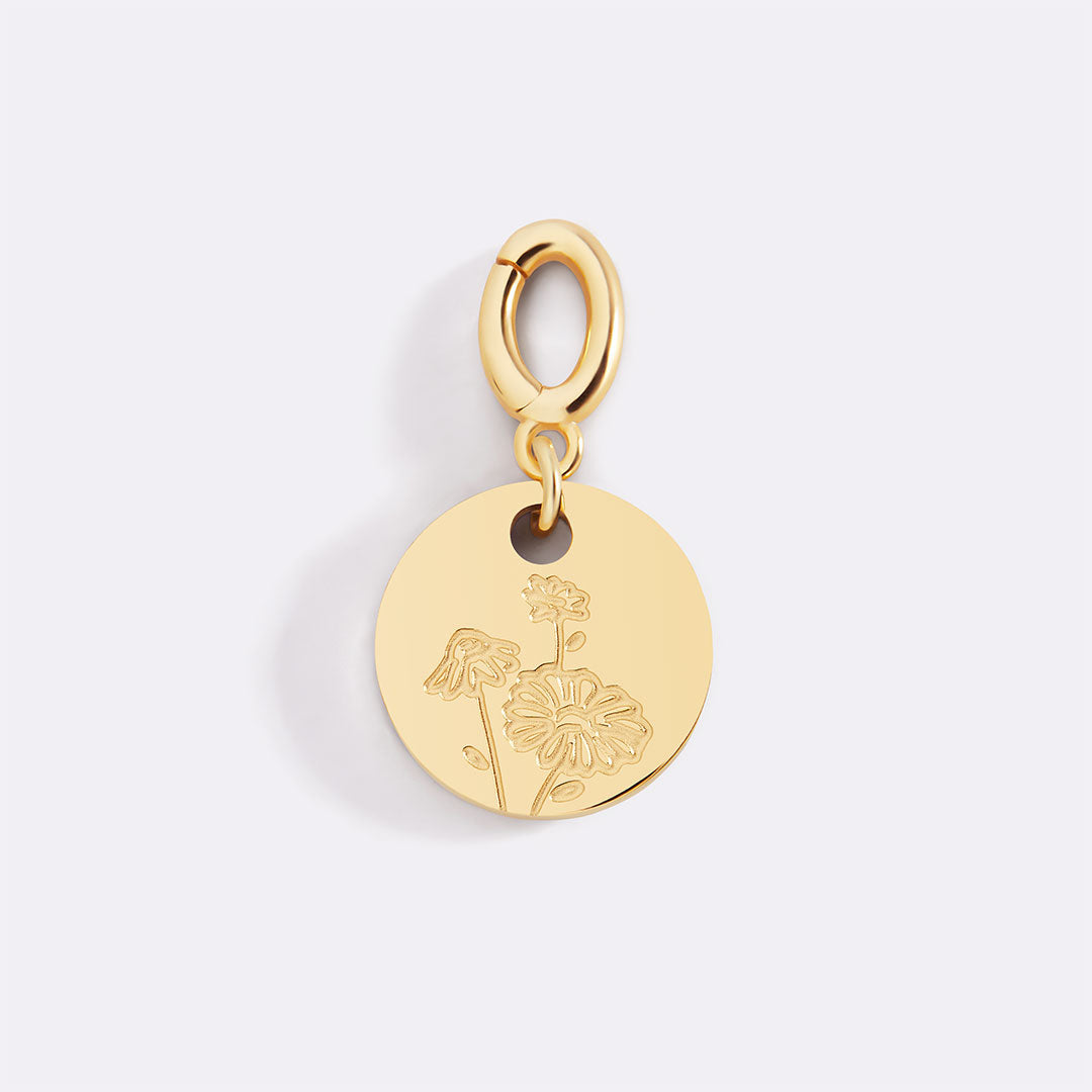 Mint & Lily Engraved Birth Flower Disc Charm
