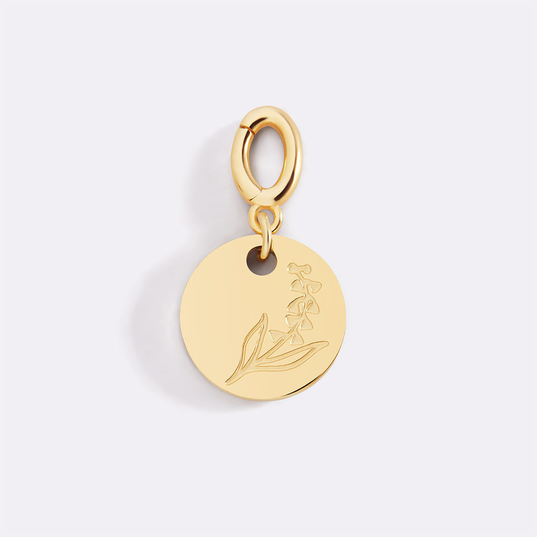 Mint & Lily Engraved Birth Flower Disc Charm