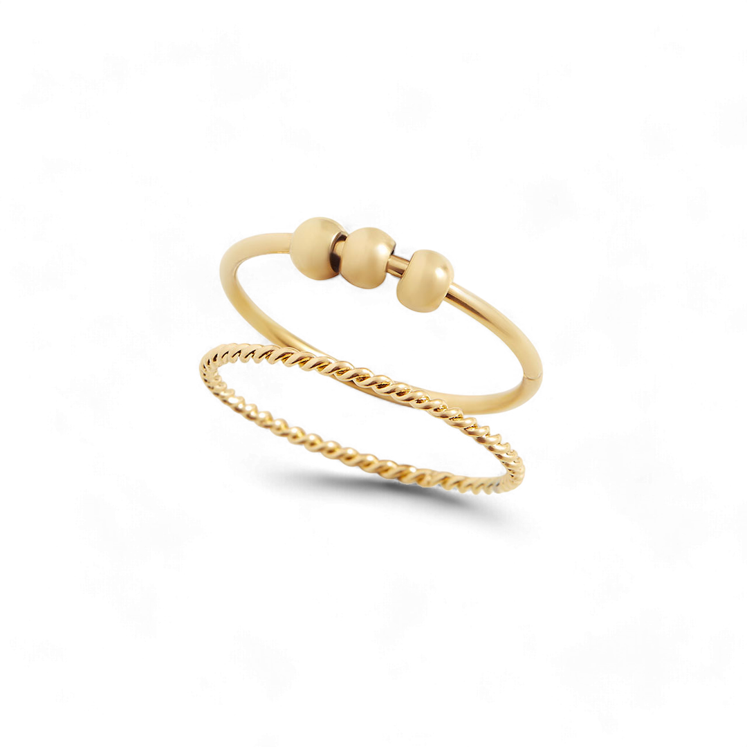 Mint & Lily Dainty Stackable Beaded Fidget Ring Set