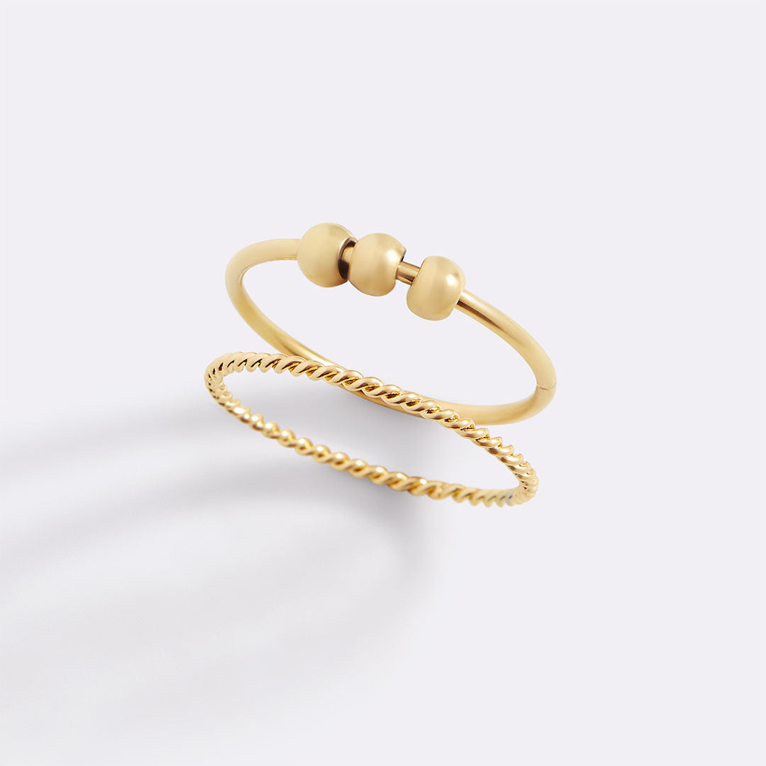 Mint & Lily Dainty Stackable Beaded Fidget Ring Set