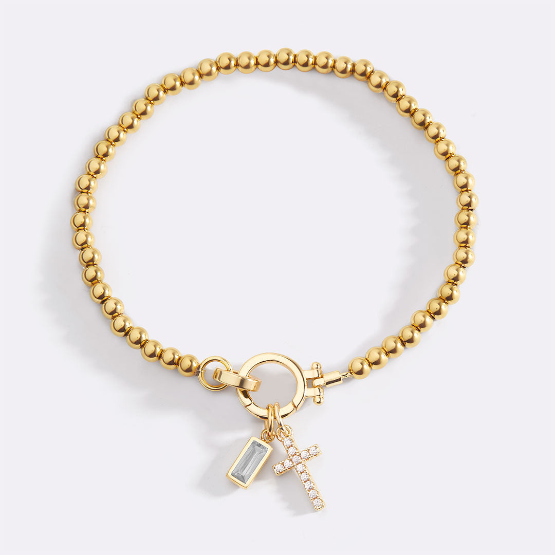Mint & Lily Cross Charm Birthstone Bracelet