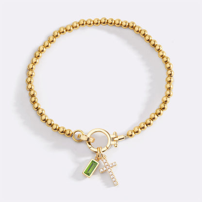 Mint & Lily Cross Charm Birthstone Bracelet