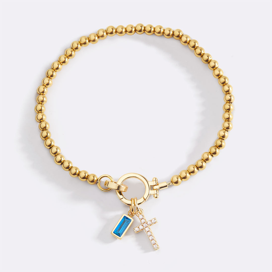 Mint & Lily Cross Charm Birthstone Bracelet