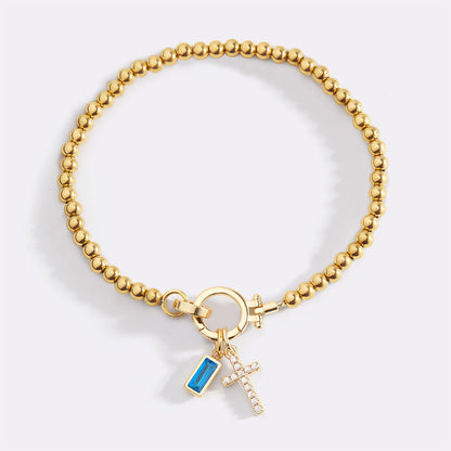 Mint & Lily Cross Charm Birthstone Bracelet