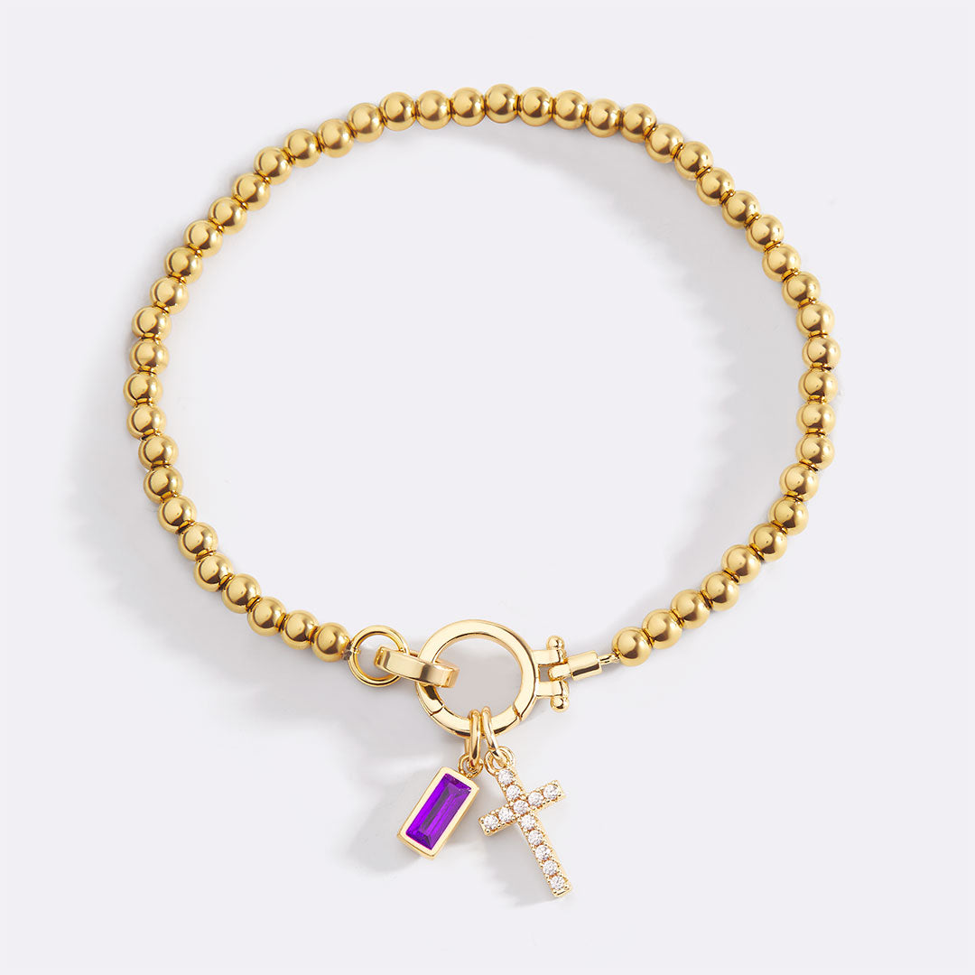 Mint & Lily Cross Charm Birthstone Bracelet