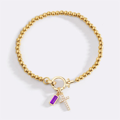 Mint & Lily Cross Charm Birthstone Bracelet