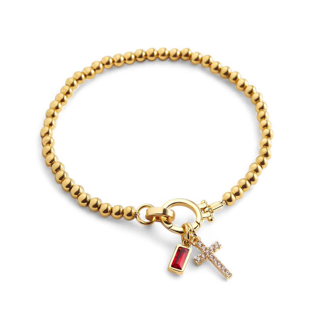 Mint & Lily Cross Charm Birthstone Bracelet