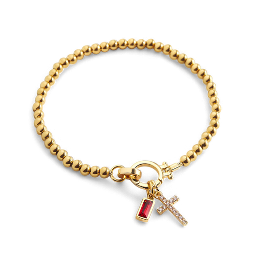 Mint & Lily Cross Charm Birthstone Bracelet