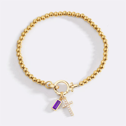 Mint & Lily Cross Charm Birthstone Bracelet