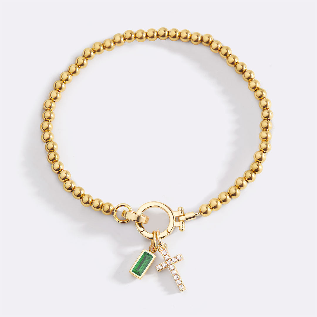 Mint & Lily Cross Charm Birthstone Bracelet