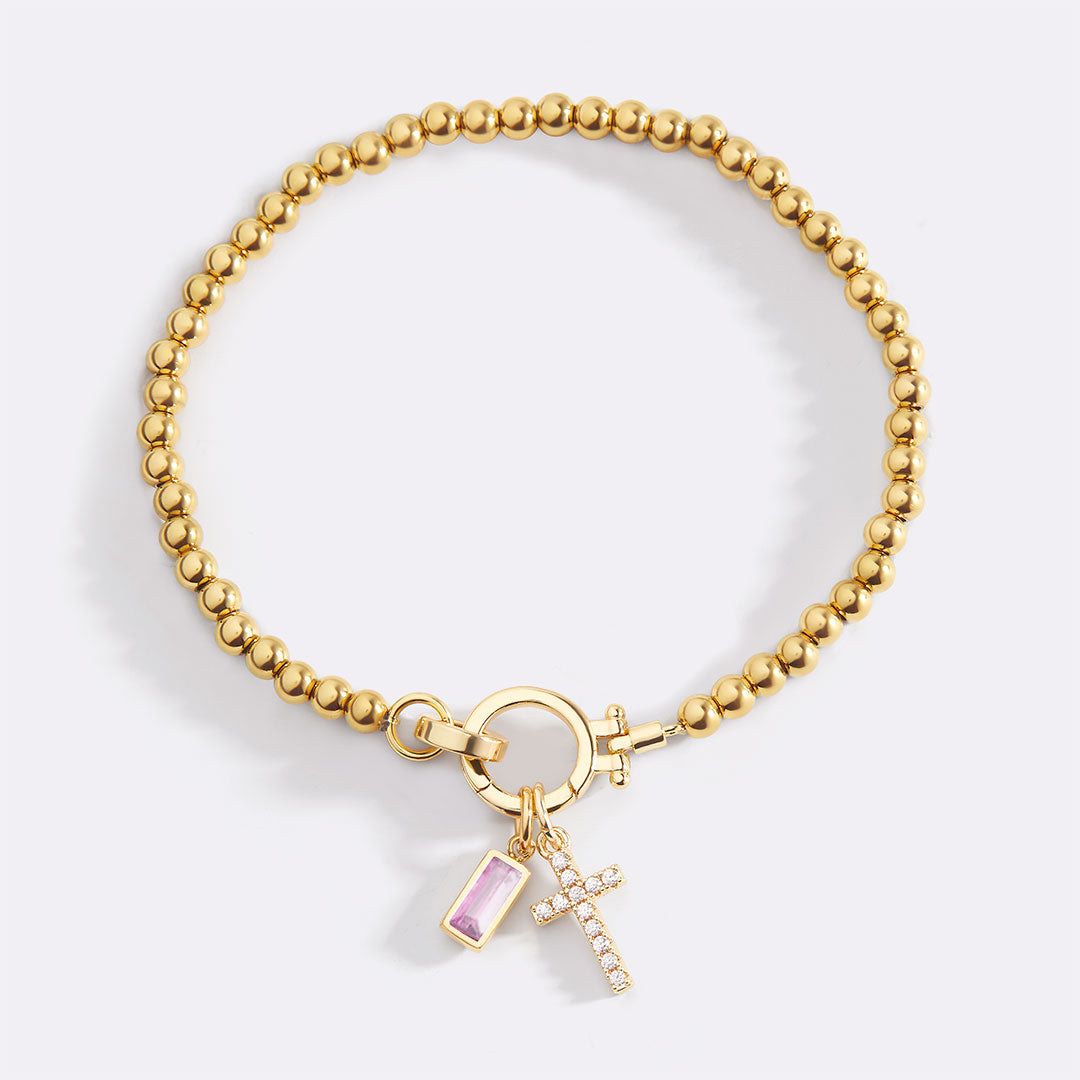Mint & Lily Cross Charm Birthstone Bracelet