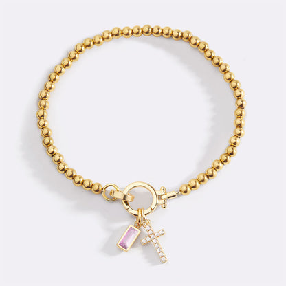 Mint & Lily Cross Charm Birthstone Bracelet