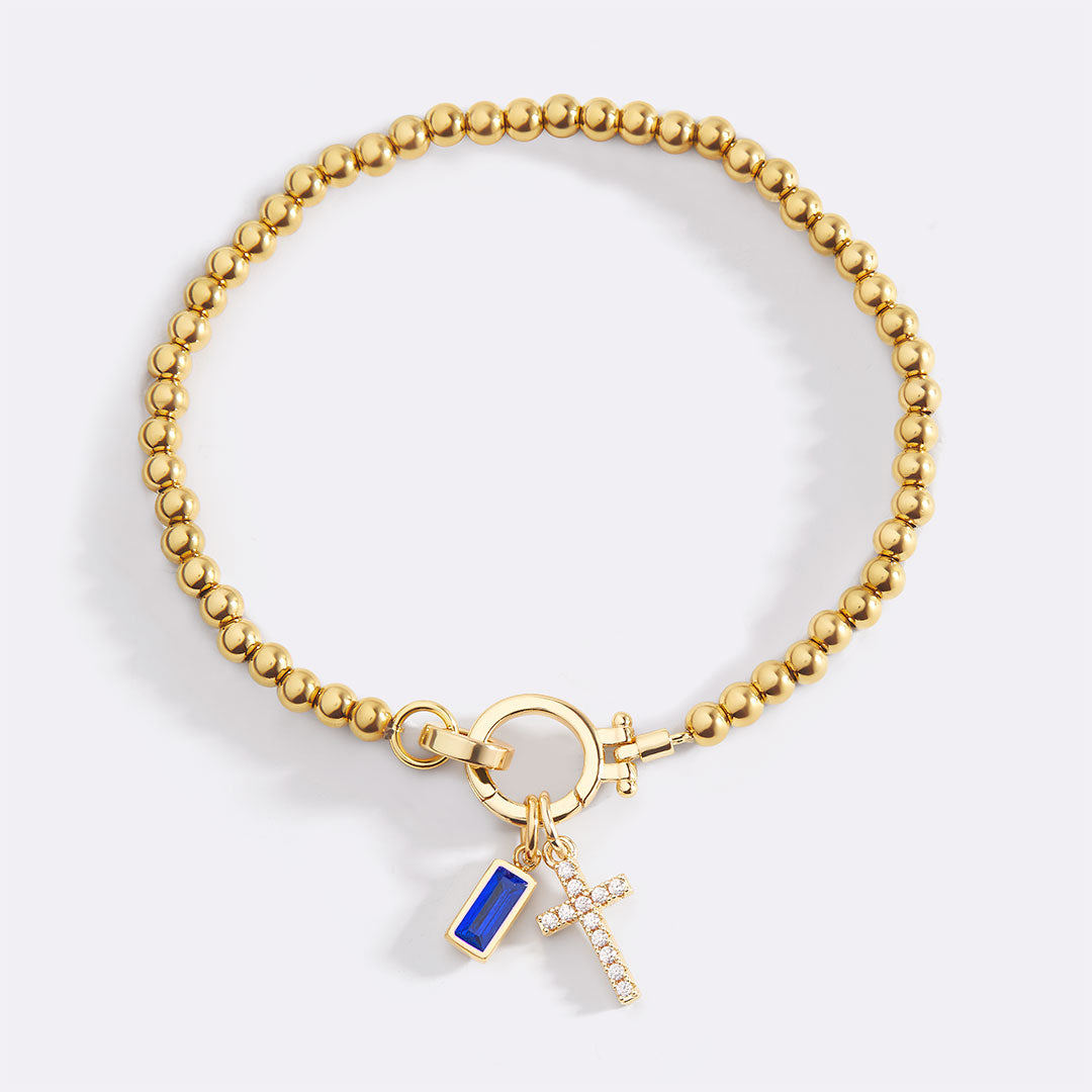 Mint & Lily Cross Charm Birthstone Bracelet