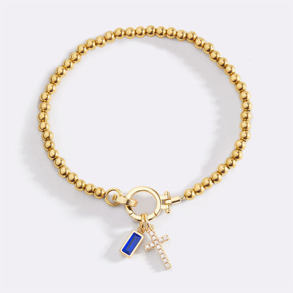 Mint & Lily Cross Charm Birthstone Bracelet